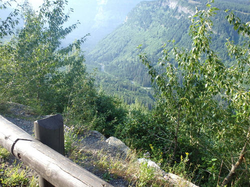 Climbing and looking down (south).