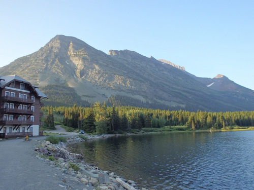 Many Glaciers Lodge on Swiftcurrent Lake.