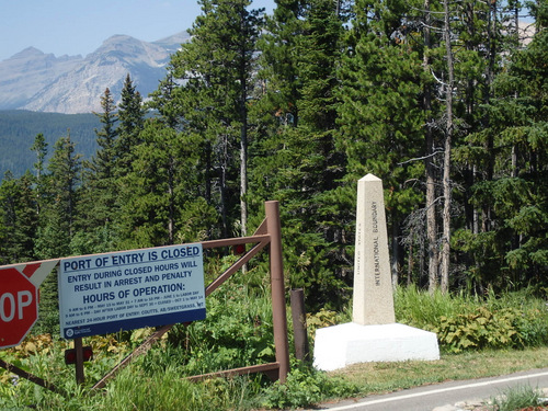 USA/Canada Border, looking east and uphill (Glacier NP/Waterton NP).