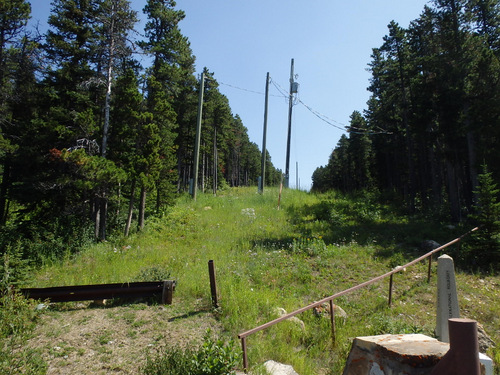 USA/Canada Border, looking east and uphill (Glacier NP/Waterton NP).