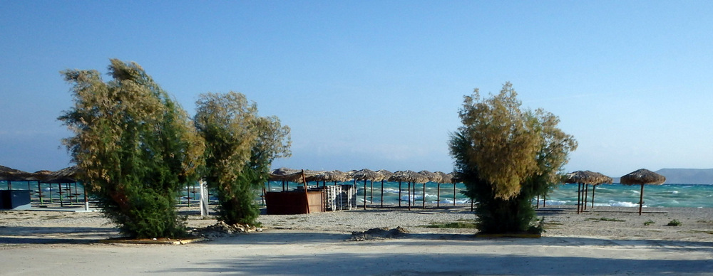 Beach accoutrements awaits visitors.