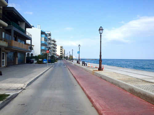 Cycling the Gulf of Corinth's coast.