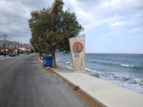 Cycling the Gulf of Corinth's coast.