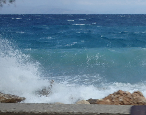 Cycling the Gulf of Corinth's coast.