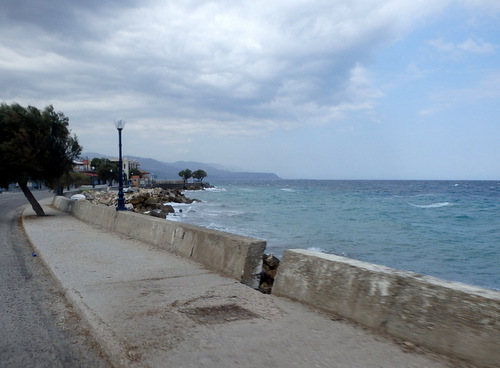 Cycling the Gulf of Corinth's coast.