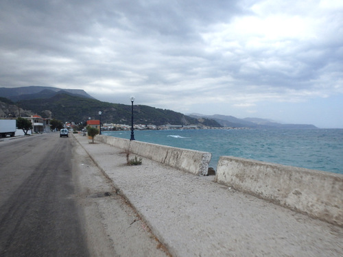 Cycling the Gulf of Corinth's coast.