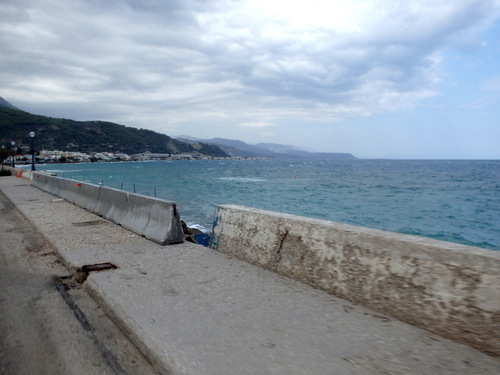 Cycling the Gulf of Corinth's coast.