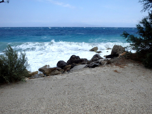 Cycling the Gulf of Corinth's coast.