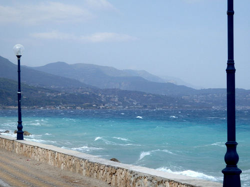 Cycling the Gulf of Corinth's coast.