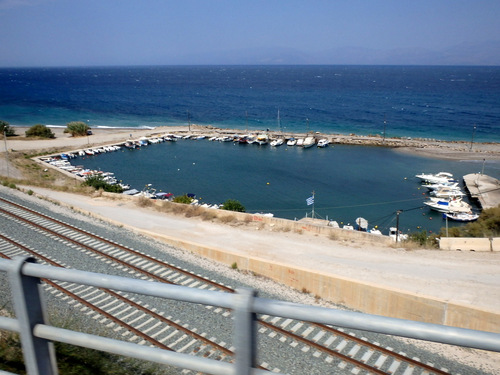 Cycling the Gulf of Corinth's coast.