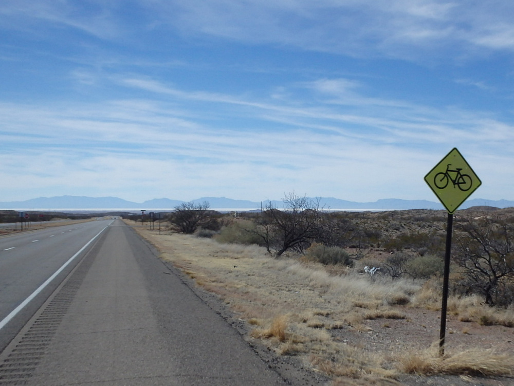 Our normal vision (non-zoomed) view looking over Tularosa (not in view yet) westbound on US-70.